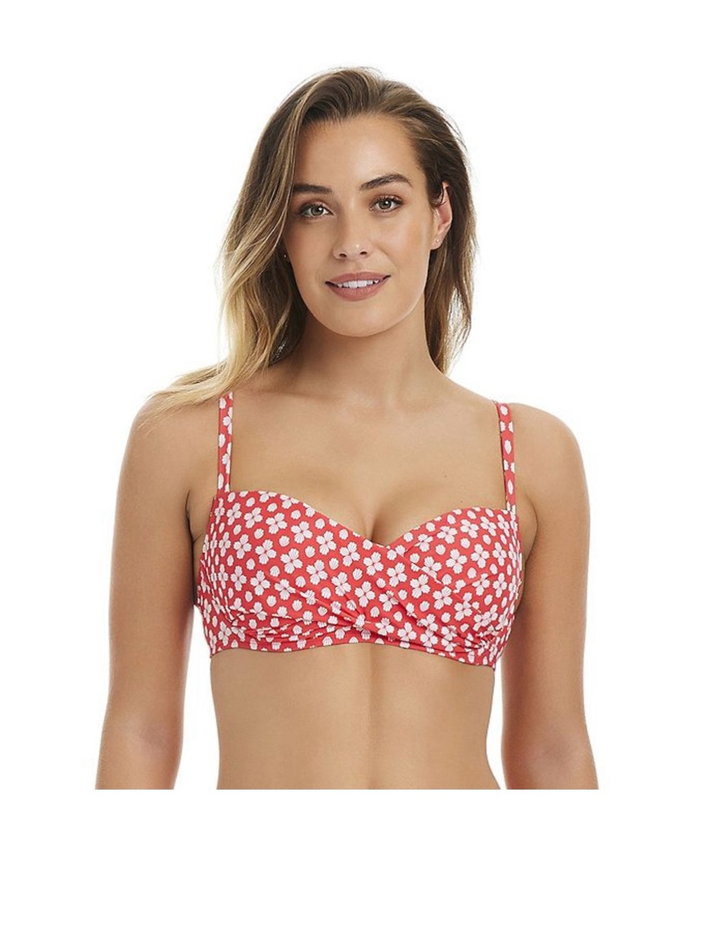 NWT Draper James Red Floral Bikini Top with White Daisy Print Size Small